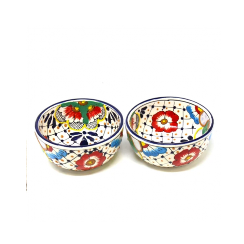 Half Moon Bowls - Dots And Flowers, Set Of Two - Encantada