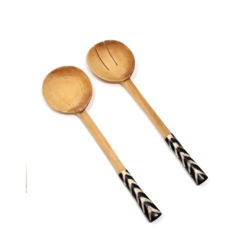 Olive Serving Set With Bone Handles 10 Inch